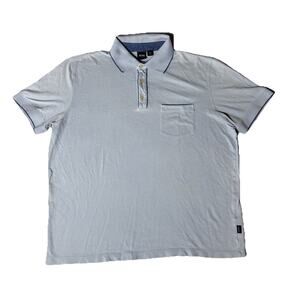 BOSS Mens Light Blue w/Piping Pique Polo Shirt Sz XL